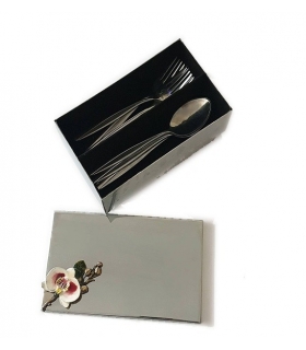 جا قاشقی استیل گل ارکیده برنجی Flatware Organizers