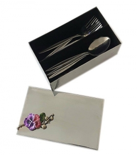 جا قاشقی استیل گل بنفشه برنجی Flatware Organizers