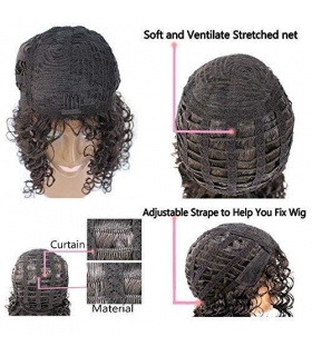 کلاه گیس زنانه زینران فر و چتری متوسط مشکی xinran black Medium curly afro wig for women