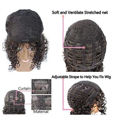 کلاه گیس زنانه زینران فر و چتری متوسط مشکی xinran black Medium curly afro wig for women