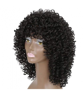 کلاه گیس زنانه زینران فر و چتری متوسط مشکی xinran black Medium curly afro wig for women