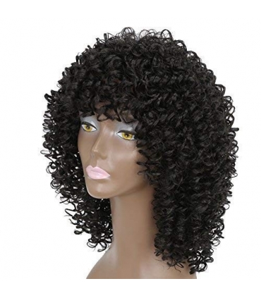 کلاه گیس زنانه زینران فر و چتری متوسط مشکی xinran black Medium curly afro wig for women