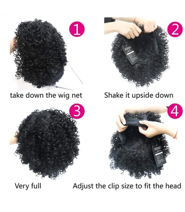 کلاه گیس زنانه زینران فر و چتری متوسط مشکی xinran black Medium curly afro wig for women