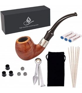 ست پیپ یانابیس دست ساز همراه کلیه لوازم جانبی Yannabis Tobacco Pipes, Handmade Pear Wood Bent Smoking Pipe with Pipe