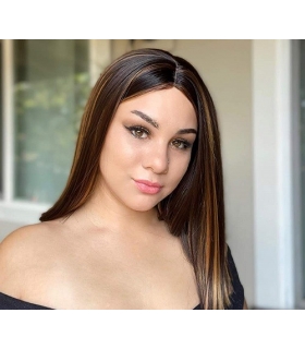 کلاه گیس زنانه ویگرس لخت متوسط هایلایت دار Vigorous Store Short Straight Highlights Wigs for Women