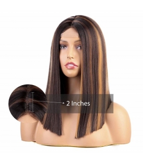 کلاه گیس زنانه ویگرس لخت متوسط هایلایت دار Vigorous Store Short Straight Highlights Wigs for Women