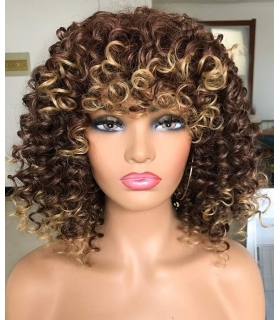 کلاه گیس زنانه فرفری متوسط آمبر بلوند CICI Short Curly Wigs for Women Brown Blonde Mixed Short Afro Curly Wig