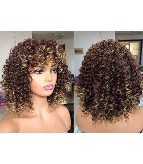کلاه گیس زنانه فرفری متوسط آمبر بلوند CICI Short Curly Wigs for Women Brown Blonde Mixed Short Afro Curly Wig