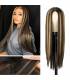کلاه گیس زنانه بلند لخت هایلایت دار AISI HAIR Brown Mixed Blonde Long Straight Natural Wig