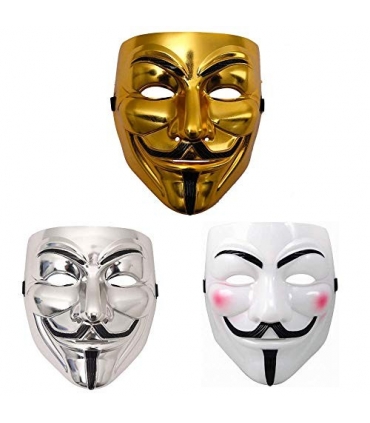 ماسک صورت هکر گای فاکس پک سه عددیMiuion Guy Fawkes Mask -V for Vendetta Halloween 3 Pack