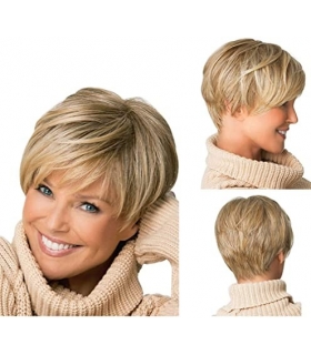 کلاه گیس (پوستیژ) زنانه پیکسی کوتاه جلو چتری بلوند هایلایت دار 0081 SHORT haircuts