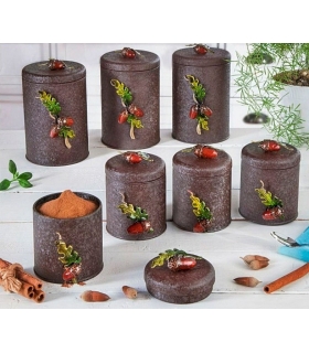 جا ادویه ای و پاسماوری 7 پارچه گل بلوط Grain tank 7-piece