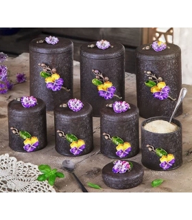 بانکه (جا ادویه ای) و پاسماوری ارشاکو هوم 7 پارچه گل بنفشه Ershaco home Grain tank 7-piece