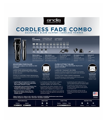 ماشین اصلاح سر و تریمر حرفه ای اندیس شارژی Andis Fade Combo Envy Li Clipper & Slimline Pro Li Trimmer 75020
