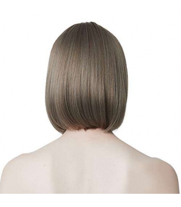 کلاه گیس زنانه رییکو سایز متوسط رنگ میکس خاکستری REECHO 11" Short Bob Wig with bangs Synthetic Hair Grey Mixed