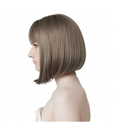 کلاه گیس زنانه رییکو سایز متوسط رنگ میکس خاکستری REECHO 11" Short Bob Wig with bangs Synthetic Hair Grey Mixed