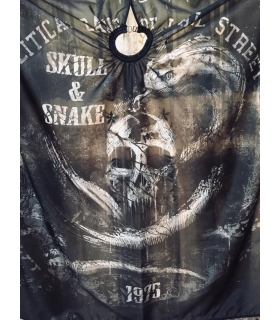 پیش بند آرایشگری مشتری طرح مار و اسکلت سیاه و سفید Snake and skeleton cutting cape