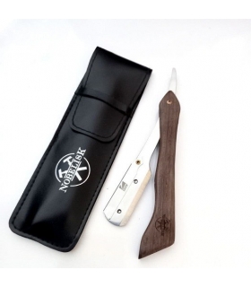 دسته تیغ نوبلیسک چوبی همراه با کیف چرمی Nobelisk Straight Razor
