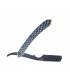 دسته تیغ اصلاح کرتزر فاینی استیل طرح لوزی همراه با کیف چرم KRETZER finny Stainless Steel Barber Razor