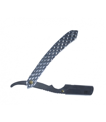 دسته تیغ اصلاح کرتزر فاینی استیل طرح لوزی همراه با کیف چرم KRETZER finny Stainless Steel Barber Razor