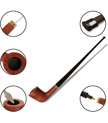 ست پیپ دست ساز یانابیس همراه کلیه لوازم جانبی Yannabis Capo Lily Tobacco Smoking Pipe Set, Handmade Pear Wood Churchwarden