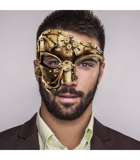 ماسک صورت استیم پانک فلزی سایبورگ ونیزی Steampunk Metal Cyborg Venetian Mask