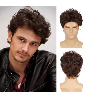 کلاه گیس مردانه باروسی موج دار قهوه ای کوتاه Baruisi Mens Wig Brown Short