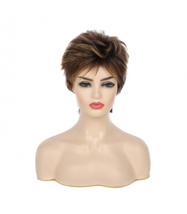 کلاه گیس زنانه اسویکینگ کوتاه مجلسی قهوه ای Swiking Pixie Cut Short Brown Curly Layered Wigs for Women