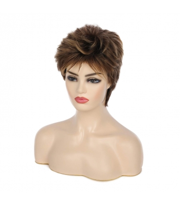کلاه گیس زنانه اسویکینگ کوتاه مجلسی قهوه ای Swiking Pixie Cut Short Brown Curly Layered Wigs for Women