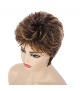 کلاه گیس زنانه اسویکینگ کوتاه مجلسی قهوه ای Swiking Pixie Cut Short Brown Curly Layered Wigs for Women