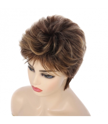 کلاه گیس زنانه اسویکینگ کوتاه مجلسی قهوه ای Swiking Pixie Cut Short Brown Curly Layered Wigs for Women
