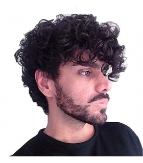 کلاه گیس مردانه باروسی مشکی کوتاه فرفری Baruisi Short Curly Mens Black Wig