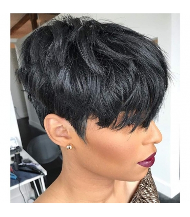 کلاه گیس زنانه یویان موی طبیعی چتری مشکی کوتاه Yviann Human Hair Short Wigs Wigs with Bangs Short