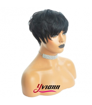 کلاه گیس زنانه یویان موی طبیعی چتری مشکی کوتاه Yviann Human Hair Short Wigs Wigs with Bangs Short