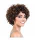 کلاه گیس زنانه  اچ یو ای موی طبیعی کوتاه فرفری شکلاتی HUA Chocolate Brown Mix Medium Auburn Short Curly Wigs