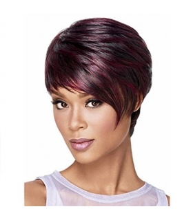 کلاه گیس زنانه بی اس دی مشکی شرابی جلو چتری کوتاه BraiSED Short Pixie Cut Hair Short Burgundy Hairstyles Wigs