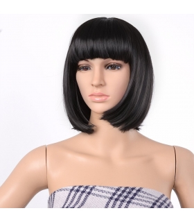 کلاه گیس زنانه آپتک مصری چتری کوتاه مشکی AGPTEK 13 Inches Short Bob Hair Wigs Black