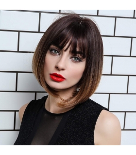 کلاه گیس زنانه مصری جلو چتری آمبره قهوه ای بلوند کوتاه