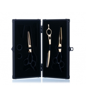 ست قیچی آرایشگری سه تیکه رزونال حرفه ای کات و کوتاهی/ پیتاژ/دسته تیغ پیتاژ متحرک Rezonal CK19GB-CK19GBT