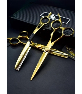 ست قیچی آرایشگری سه تیکه رزونال حرفه ای کات و کوتاهی/ پیتاژ/دسته تیغ پیتاژ متحرک Rezonal TWIST