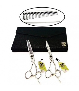 ست دو عددی قیچی آرایشگری کرتزر فینی کات و کوتاهی/پیتاژ 6 اینچ طرح کوسه Kretzer Hair Finny shark-60