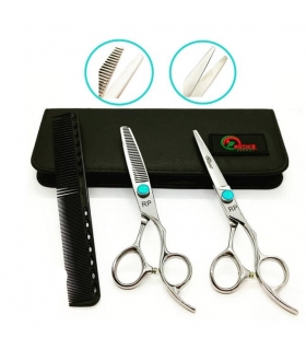 ست دو عددی قیچی آرایشگری کرتزر فاینی کات کوتاهی میکروتیس دار/پیتاژ 25 درصد 6 اینچ همراه شانه آرایشگری Kretzer Hair Finny FRP-60