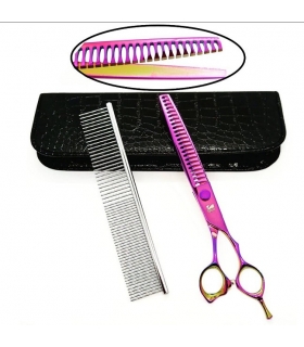 قیچی آرایشگری کرتزر فاینی پیتاژ 8 اینچ هولوگرامی همراه شانه آرایشگری Kretzer Hair Finny Hologram-P80