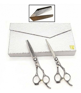 ست دو عددی قیچی آرایشگری کرتزر فینی کات و کوتاهی/پیتاژ یکطرفه 25 درصد 6 اینچ Kretzer Hair Finny FWS-60