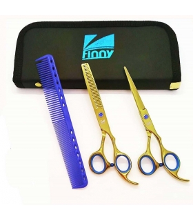 ست دو عددی قیچی آرایشگری کرتزر فینی کات و کوتاهی/پیتاژ 6 اینچ همراه شانه آرایشگری Kretzer Hair Finny FBG-60