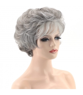 کلاه گیس زنانه تیشنینگ کوتاه حالت دار خاکستری TISHINING Short Gray Curly Wigs fo Hair Wig