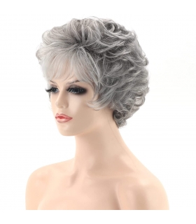کلاه گیس زنانه تیشنینگ کوتاه حالت دار خاکستری TISHINING Short Gray Curly Wigs fo Hair Wig