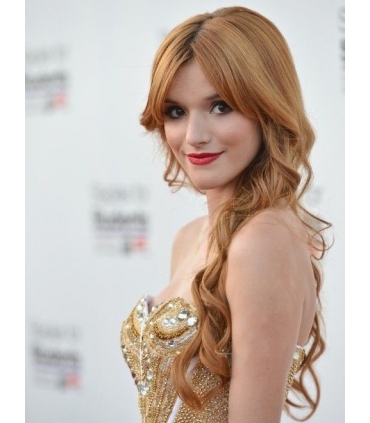 کلاه گیس (پوستیژ) زنانه بلند عسلی حالت دار چتری کج Long  Wigs TF1129