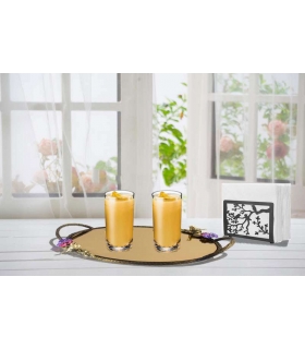 سینی ارشاکو هوم بیضی برنجی آنتیک میناکاری گنجشک و گل بنفشه متوسط Ershaco home Antique brass oval tray