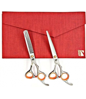 ست دو عددی قیچی آرایشگری کرتزر فینی کات و کوتاهی/پیتاژ 6 اینچ نارنجی 35 درصد Kretzer Hair Finny FSO-60